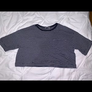zara striped crop tee